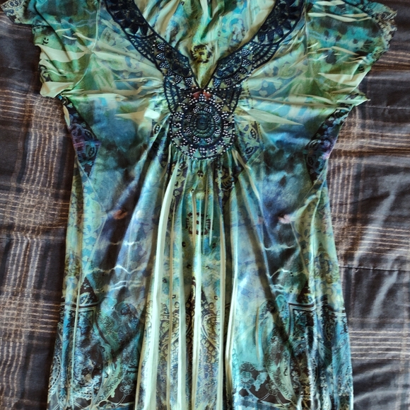 Apt. 9 Tops - Apt. 9 Vibrant Blue and Green Blouse